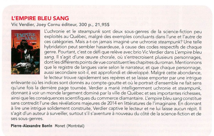 empire bleu sang-les libraires no88 avril-mai2015